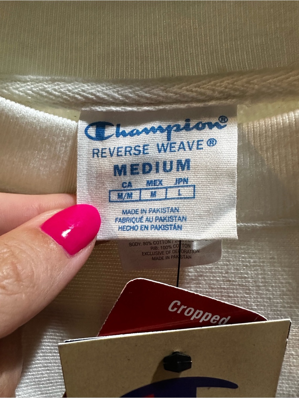 NWT Champion‎ Reverse Weave Cropped Georgia Tech Sweatshirt White ACC M - Picture 3 of 8